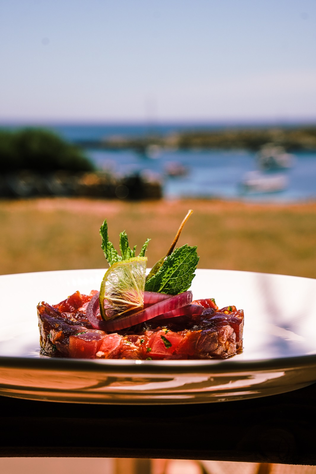 Tartare di mare con vista sulla baia